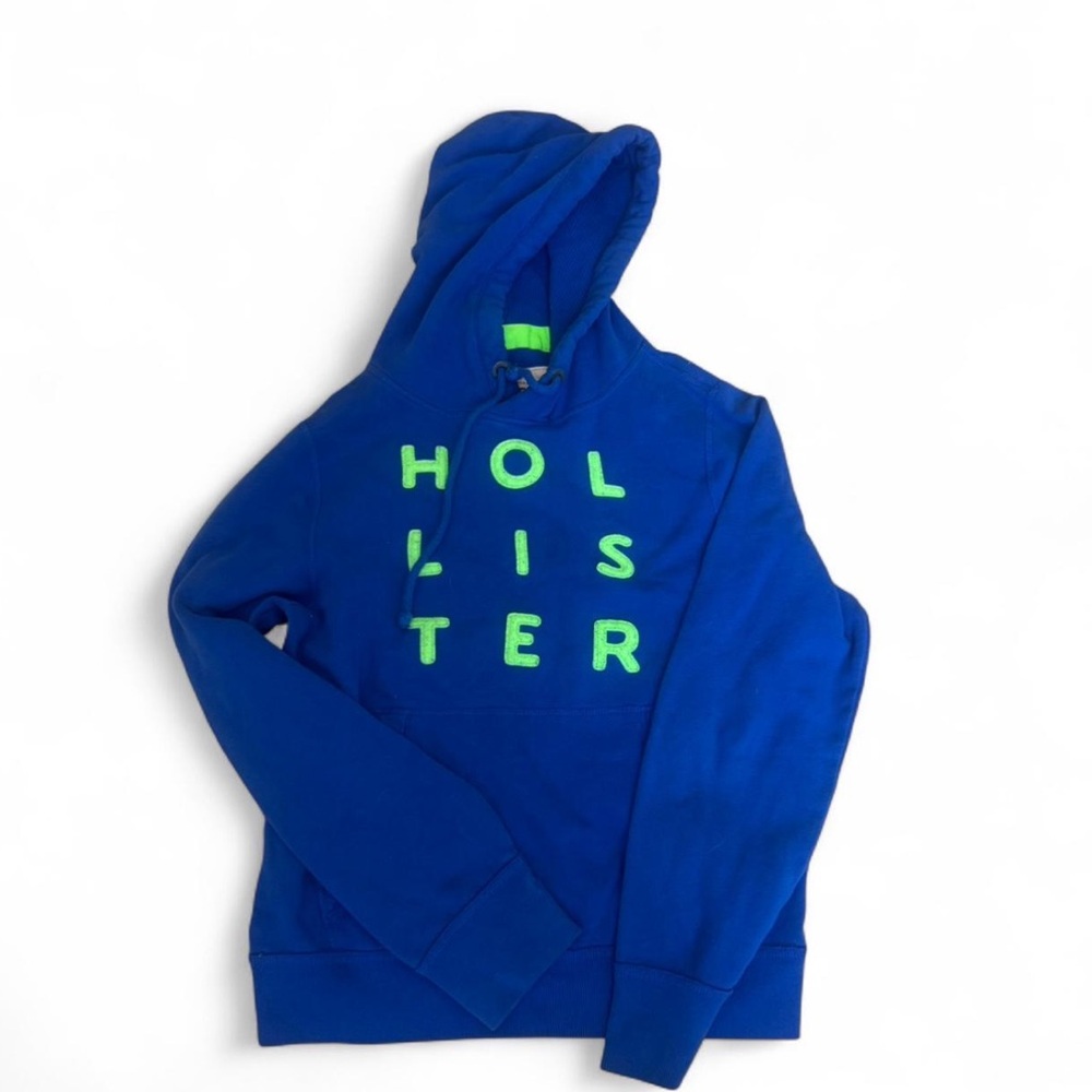 Hollister Royal Blue Hoodie with Neon Green Accents